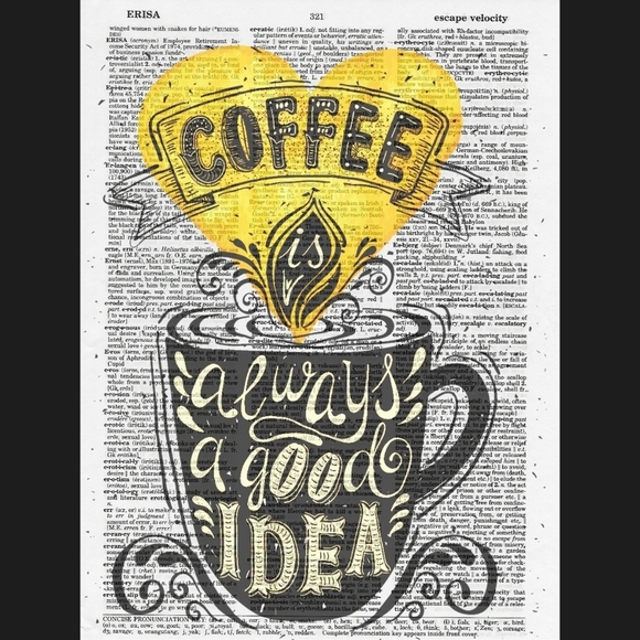 Handmade Other - Coffee Good Idea Kitchen Dictionary Art Print